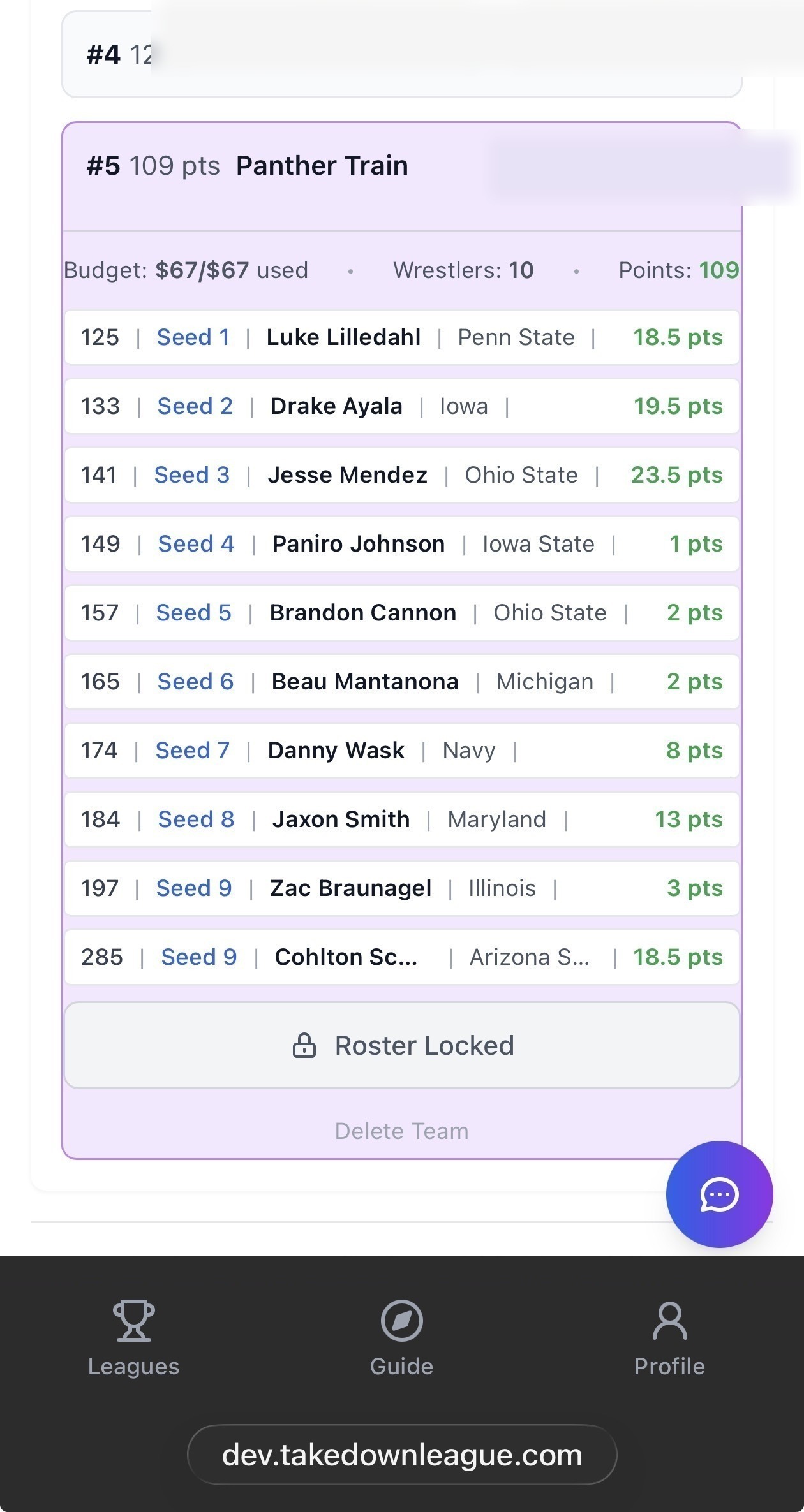 Live scoring from a real tournament